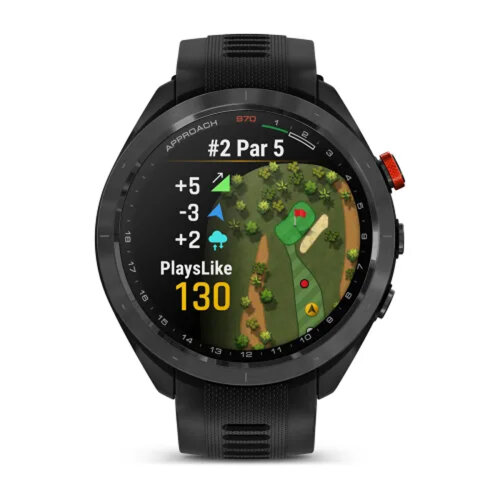 Умные часы Garmin Approach S70 47mm, Black/Red Ceramic Bezel, Black Silicone Band