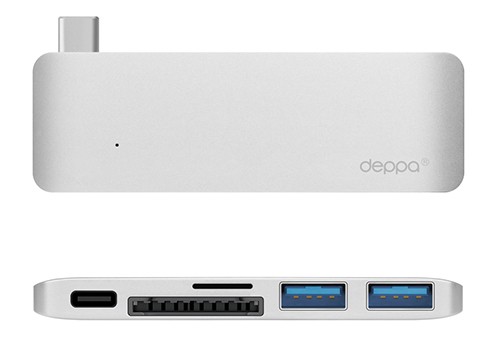 USB-C адаптер Deppa для MacBook, 5 в 1 серебристый