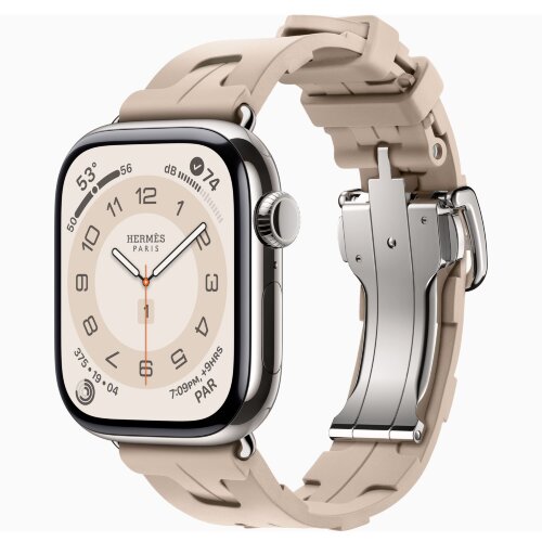 Apple Watch Hermes Series 11 42mm, спортивный ремешок Kilim песочный