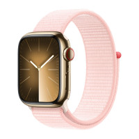 Apple Watch Series 9 41mm, Gold Stainless Steel Case with Sport Loop - Light Pink