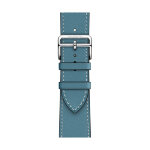 Кожаный ремешок Hermes для Apple Watch Single Tour 46mm - Голубой (Bleu Jean)
