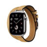 Кожаный ремешок Hermes для Apple Watch Double Tour 42mm Attelage - Соломенный (Paille)