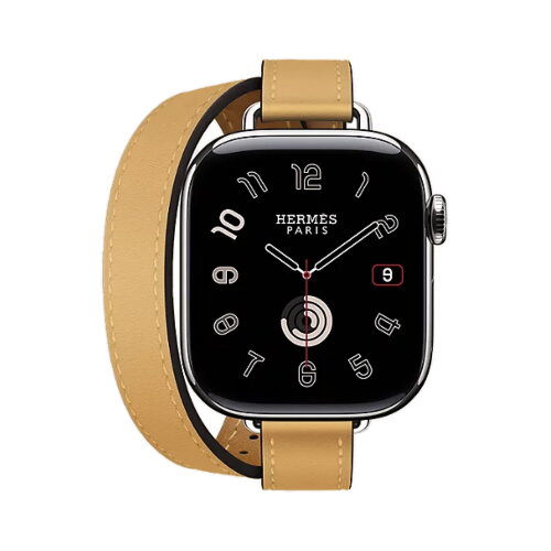 Кожаный ремешок Hermes для Apple Watch Double Tour 42mm Attelage - Соломенный (Paille)