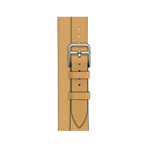 Кожаный ремешок Hermes для Apple Watch Double Tour 42mm Attelage - Соломенный (Paille)