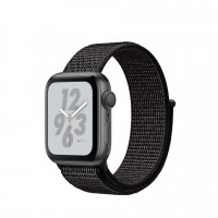 Apple Watch series 5 Nike+, 40 мм GPS серебристый алюминий, браслет найк из чёрного нейлона
