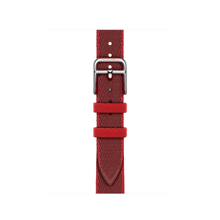 Ремешок Hermes для Apple Watch Twill Jump Single Tour 42mm Attelage - Красный (Rouge Grenat / Vermillon)