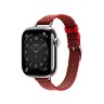 Ремешок Hermes для Apple Watch Twill Jump Single Tour 42mm Attelage - Красный (Rouge Grenat / Vermillon)