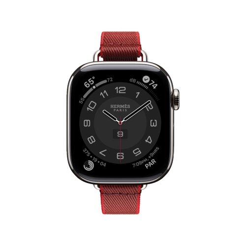 Ремешок Hermes для Apple Watch Twill Jump Single Tour 42mm Attelage - Красный (Rouge Grenat / Vermillon)