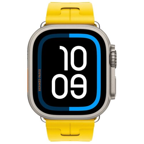 Apple Watch Ultra 3 Hermes 49mm Titanium, спортивный ремешок  Kilim желтый
