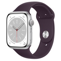 Apple Watch Series 8 45mm, Silver Aluminum Case with Sport Band - Elderberry