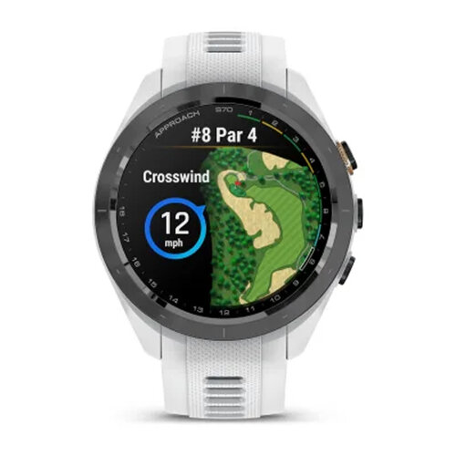 Умные часы Garmin Approach S70 42mm, Black/Peach Ceramic Bezel, White Silicone Band