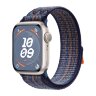 Apple Watch Series 9 45mm, Starlight Aluminum Case with Nike Sport Loop - Game Royal/Orange