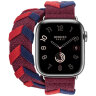 Apple Watch Hermes Series 12 42mm, двойной ремешок из трикотажа красный