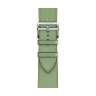Кожаный ремешок Hermes для Apple Watch Single Tour 45mm - Светло-зеленый (Vert Criquet)