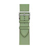 Кожаный ремешок Hermes для Apple Watch Single Tour 46mm - Светло-зеленый (Vert Criquet)