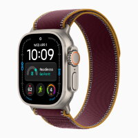 Apple Watch Ultra 4 49mm Titanium Case with Burgundy Trail Loop (S/M)