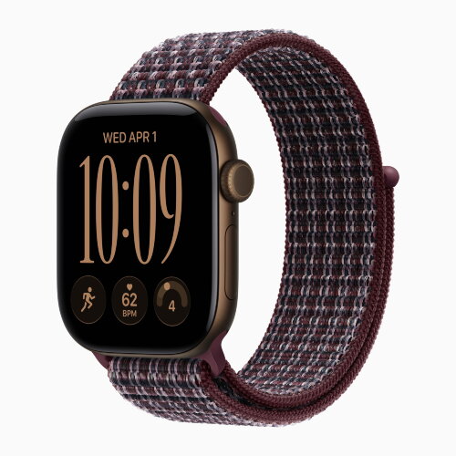 Apple Watch Series 12 46mm, Dark Bronze Aluminum Case with Sport Loop - Burgundy Plaid