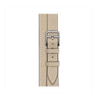Кожаный ремешок Hermes для Apple Watch Double Tour 42mm Attelage - Бежевый (Trench)