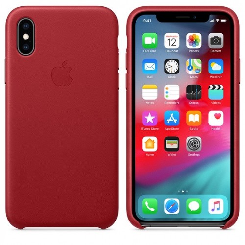 Кожаный чехол для iPhone Xs Max, красного цвета