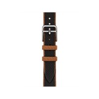 Ремешок Hermes для Apple Watch Twill Jump Single Tour 42mm Attelage - Черный (Noir/Gold)