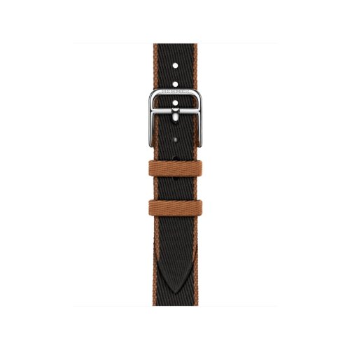 Ремешок Hermes для Apple Watch Twill Jump Single Tour 42mm Attelage - Черный (Noir/Gold)