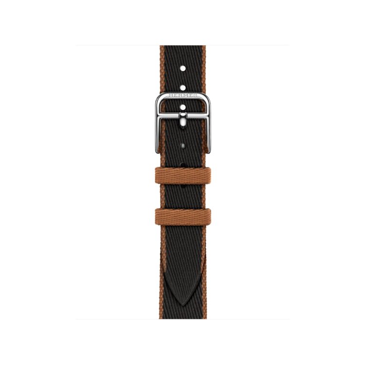 Ремешок Hermes для Apple Watch Twill Jump Single Tour 42mm Attelage - Черный (Noir/Gold)