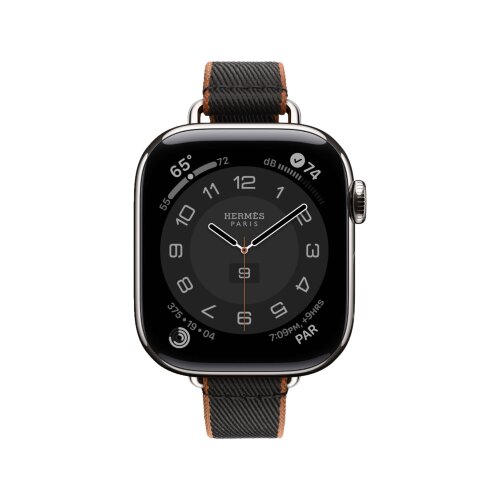 Ремешок Hermes для Apple Watch Twill Jump Single Tour 42mm Attelage - Черный (Noir/Gold)