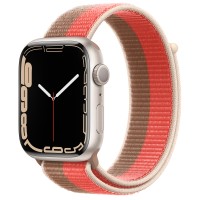 Apple Watch Series 7 45 мм, из алюминия «Сияющая звезда», спортивный браслет «Розовый помело/миндальный»