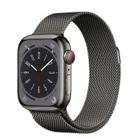 Apple Watch Series 8 41 мм, стальные графитового цвета, миланский сетчатый браслет