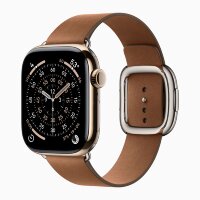 Apple Watch Series 11 42mm, Gold Titanium Case with Modern Buckle - Caramel