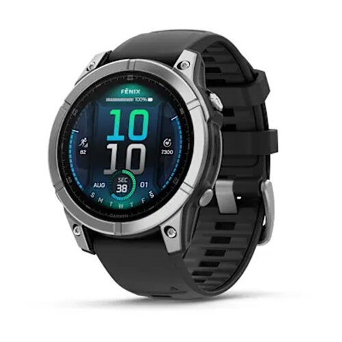 Умные часы Garmin Fenix E 47mm, AMOLED, Stainless Steel, Black Silicone Band