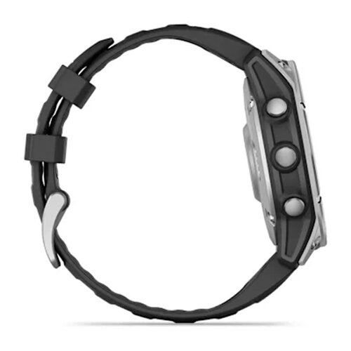 Умные часы Garmin Fenix E 47mm, AMOLED, Stainless Steel, Black Silicone Band