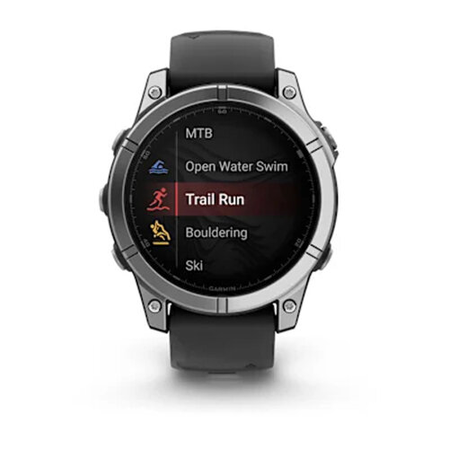 Умные часы Garmin Fenix E 47mm, AMOLED, Stainless Steel, Black Silicone Band