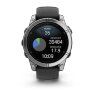 Умные часы Garmin Fenix E 47mm, AMOLED, Stainless Steel, Black Silicone Band