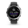 Умные часы Garmin Fenix E 47mm, AMOLED, Stainless Steel, Black Silicone Band