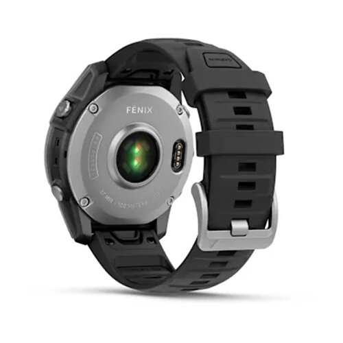 Умные часы Garmin Fenix E 47mm, AMOLED, Stainless Steel, Black Silicone Band