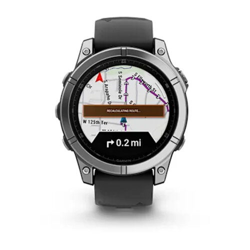 Умные часы Garmin Fenix E 47mm, AMOLED, Stainless Steel, Black Silicone Band
