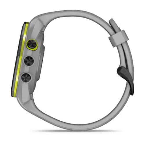 Умные часы Garmin Approach S70 42mm, Black/Amp Yellow Ceramic Bezel, Powder Gray Silicone Band