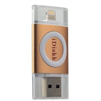 USB Флеш накопитель iDiskk 001 с разъёмом Lightning 32Gb HD Gold