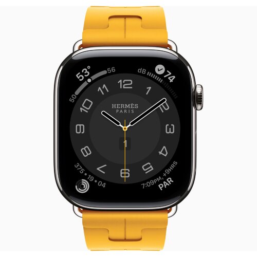Apple Watch Hermes Series 11 46mm, спортивный ремешок Kilim темно-желтый