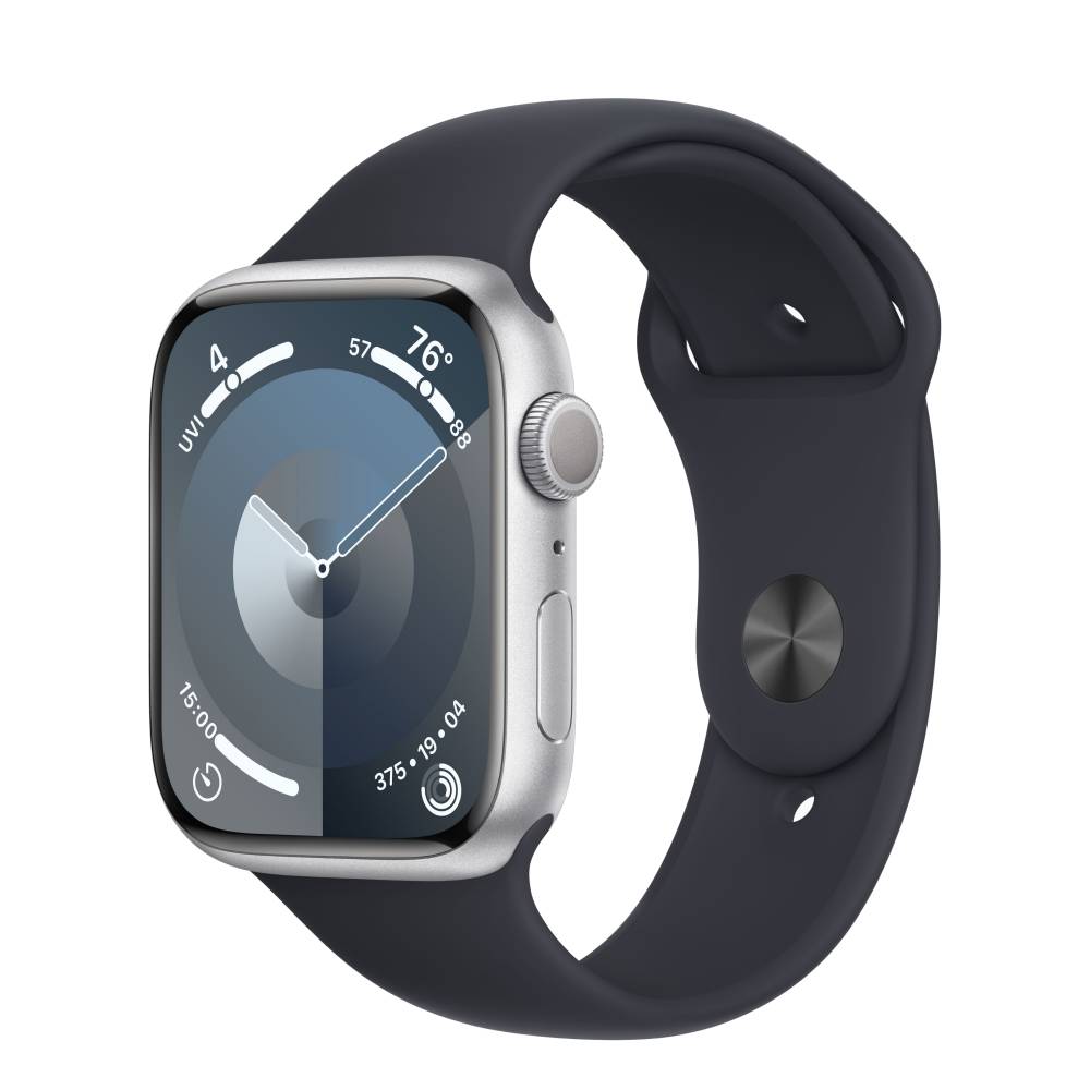 Silver apple watch with black band deals