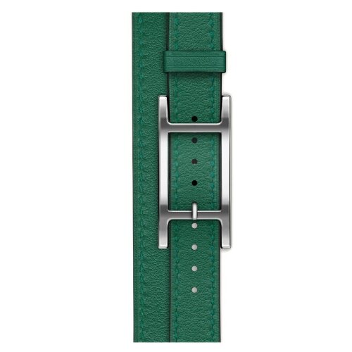 Apple Watch Hermes Series 12 42mm, двойной тонкий зеленый кожаный ремешок с пряжкой