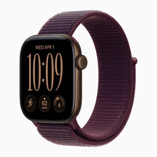 Apple Watch Series 12 46mm, Dark Bronze Aluminum Case with Sport Loop - Burgundy