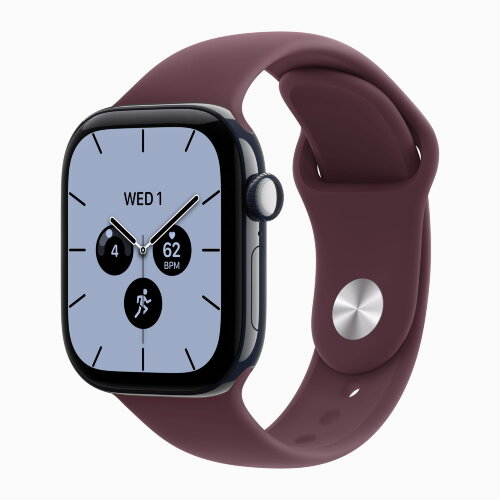 Apple Watch Series 12 42mm, Night Blue Ceramic Case with Sport Band - Burgundy