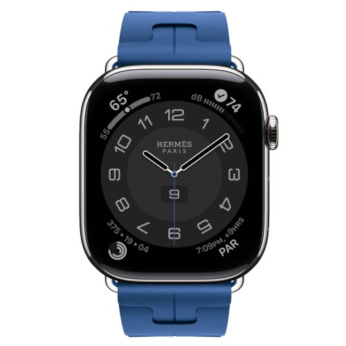 Apple Watch Hermes Series 10 46mm, спортивный ремешок Kilim синий