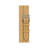 Кожаный ремешок Hermes для Apple Watch Double Tour 42mm Attelage - Соломенный (Paille/Écru)