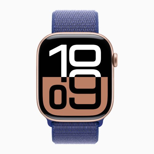 Apple Watch Series 10 46mm, Rose Gold Aluminum Case with Sport Loop - Ultramarine