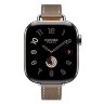 Apple Watch Hermes Series 10 42mm, тонкий кожаный ремешок светло-коричневого цвета