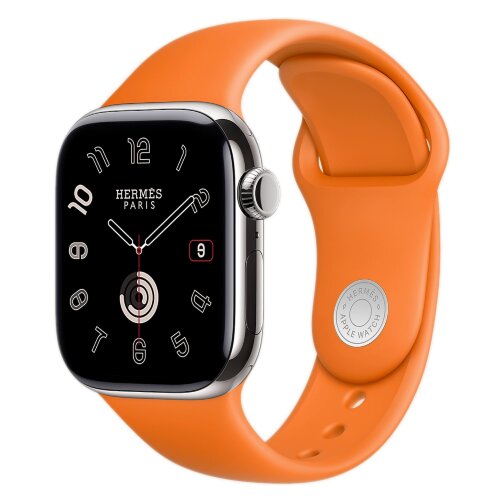 Apple Watch Hermes Series 10 42mm, тонкий кожаный ремешок светло-коричневого цвета