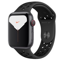 Apple Watch series 5 Nike+, 44 мм GPS + Cellular, алюминий "серый космос", черный антрацитовый спортивный ремешок